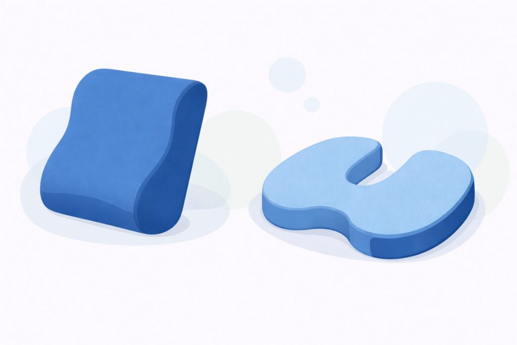 ランバーサポートクッションとU字型座面クッションのイラスト